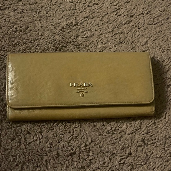 Authentic Prada Saffiano Beige Leather Long Wallet - Picture 1 of 9